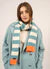 Sarrans Scarf in Acqua with Cream Stripe and Orange Trim by Saint James