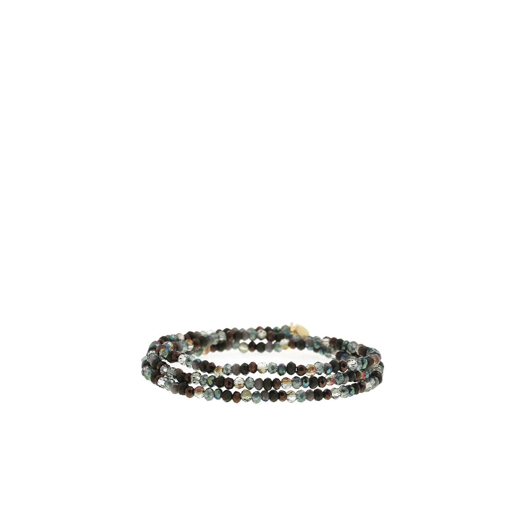 Mini Stretch Crystal Beaded Wrap Bracelet: Army multi by Marlyn Schiff