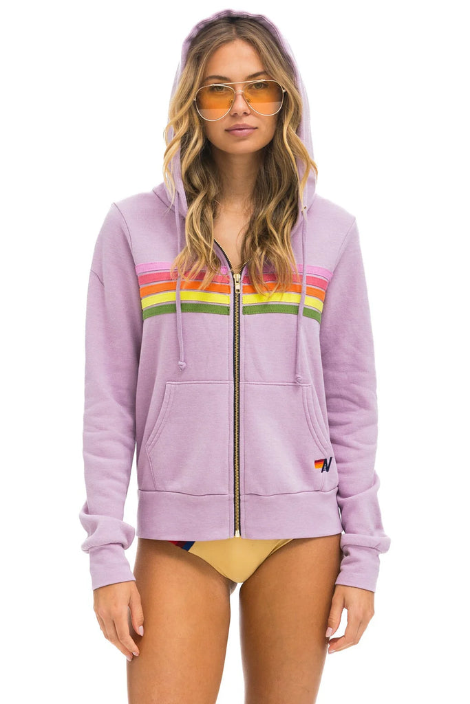 5 Stripe Hoodie Sweatshirt In Mauve/Pink/Green by Aviator Nation Unisex