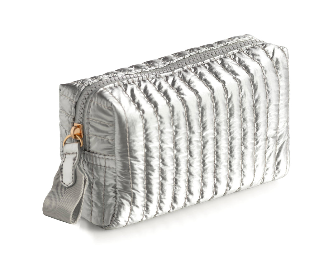 LOGAN SMALL BOXY COSMETIC POUCH: SILVER