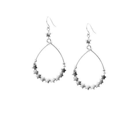 Teardrop Star Bead Earring: Silver / One Size