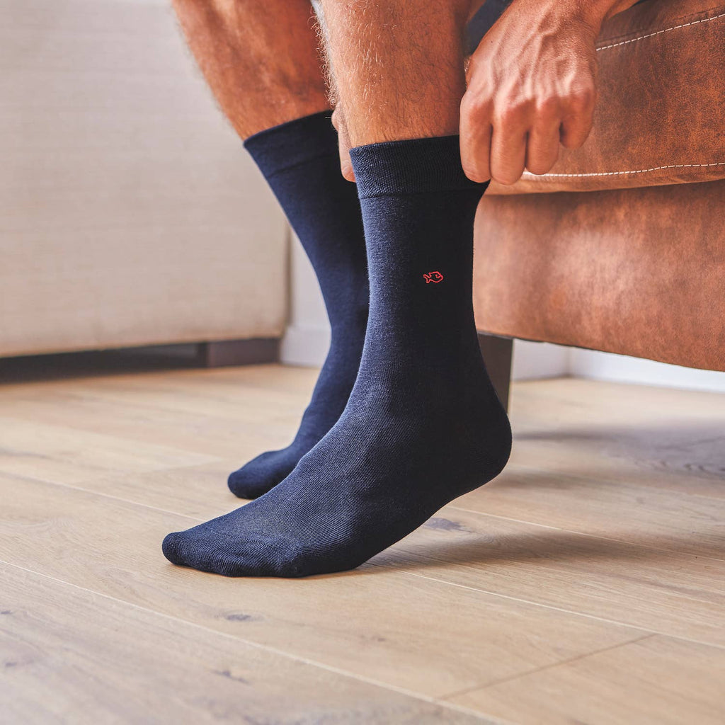 Navy Combed Cotton Socks by Blllybelt