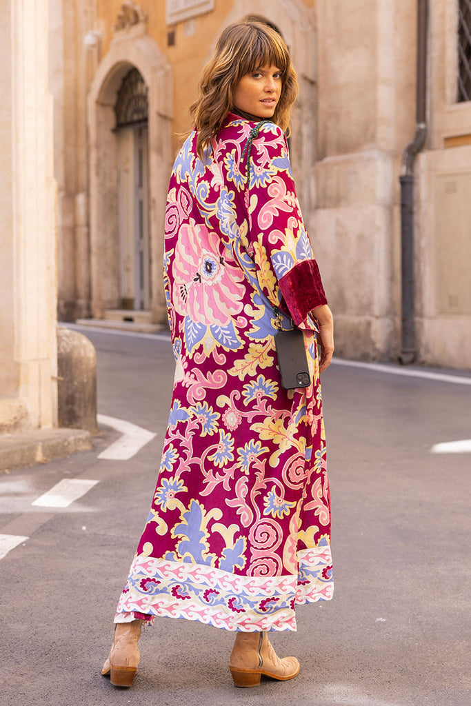 Ivana Long Kimono in Burgundy by Miss June