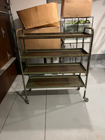 Vintage Rolling Book Shelves In Green — Local Pick Up Only