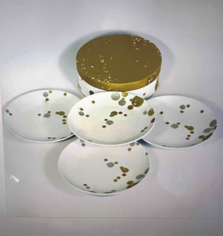 24K Gold Cocktail Plates Sold as Set of Four