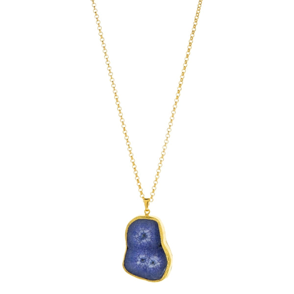 Lapis Lazuli/Gold Starburst Disc Charm Bracelet by Marlyn Schiff