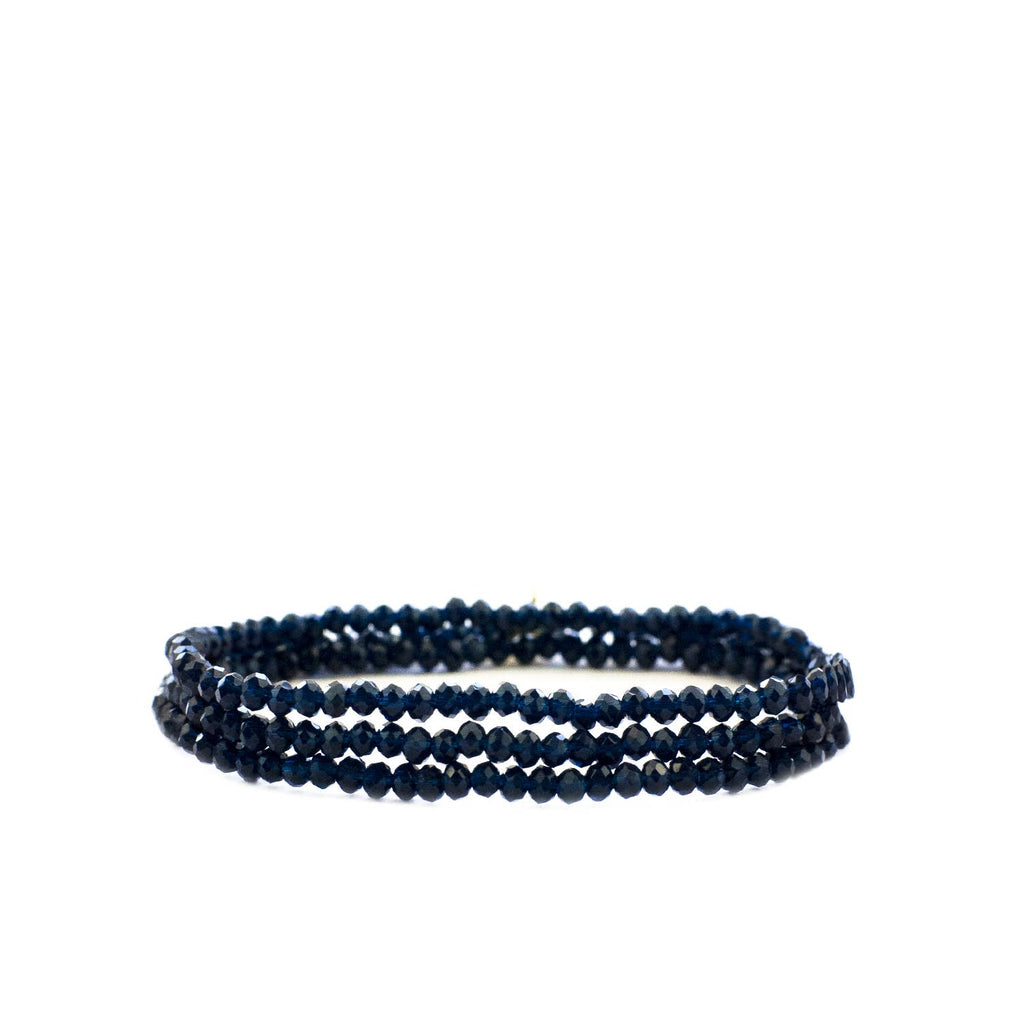 Mini Stretch Crystal Beaded Wrap Bracelet in Navy by Marlyn Schiff