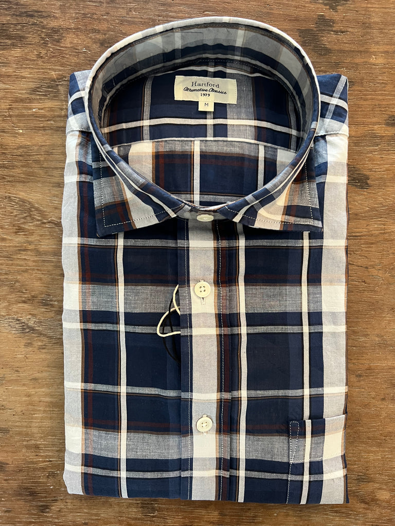 Paul Woven Shirt in Indigo/White by Hartford Paris