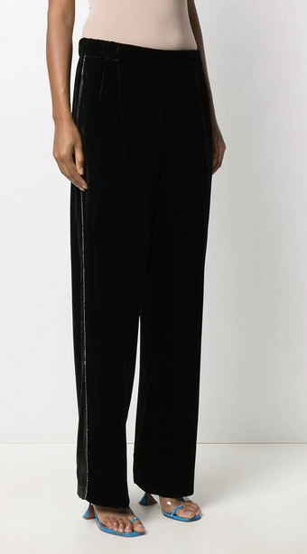 Buy Gia by Westside Solid Black Velvet Wide-Leg Trousers for Online @ Tata  CLiQ